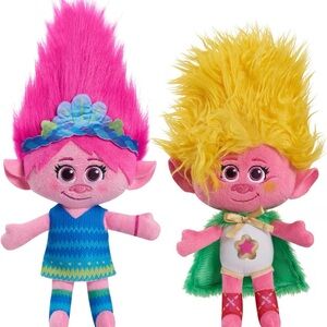 DreamWorks Trolls 8-Inch Plush Poppy & Viva 2-Piece Stuffed Animal Set NEW